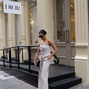 Karen Millen Cream Wide-Leg Jumpsuit